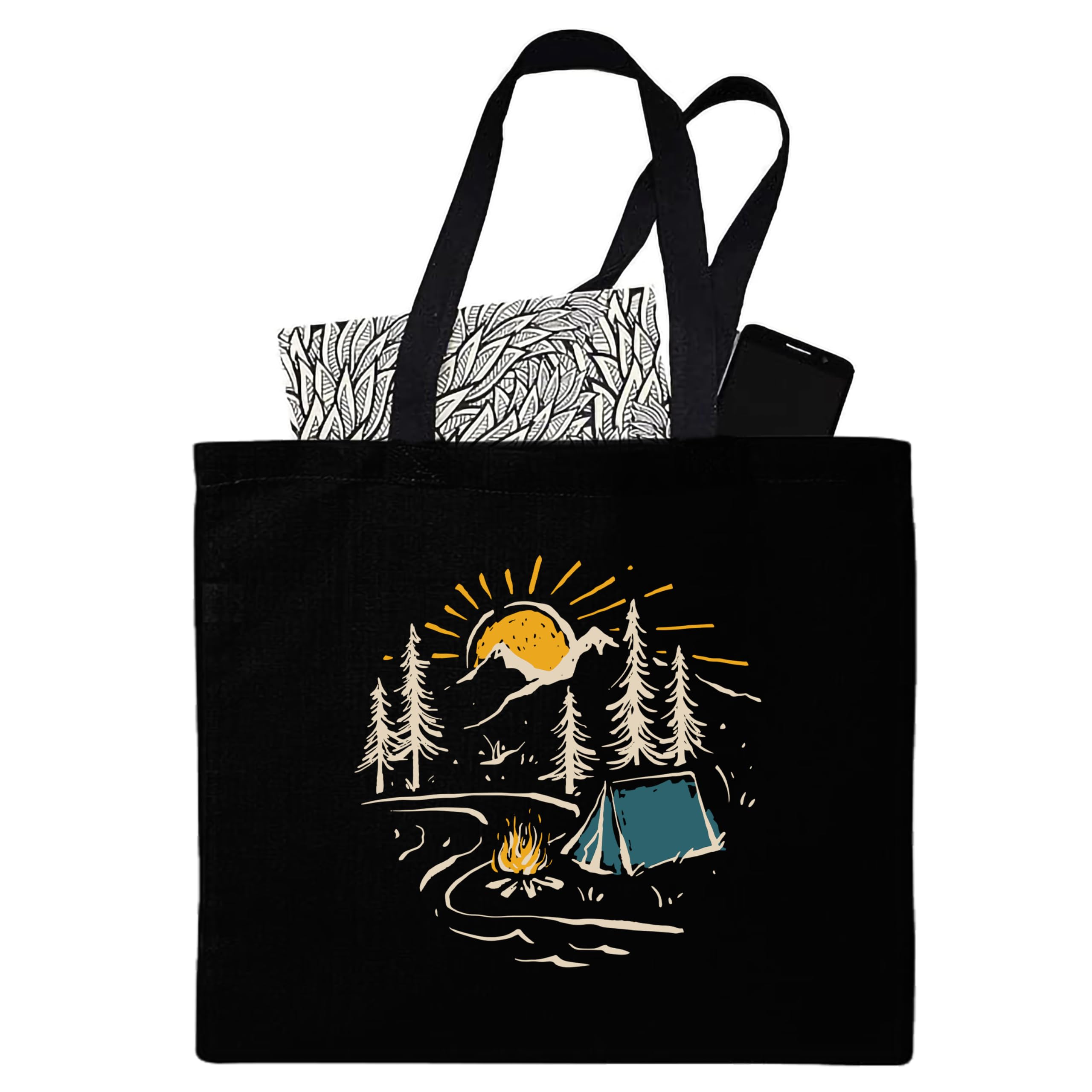 Darkbuck Canvas Tote Bag for Women & Men - Durable Zippered Shoulder Bag with Lock in Black | Perfect for Work, Travel, Shopping & Daily Use