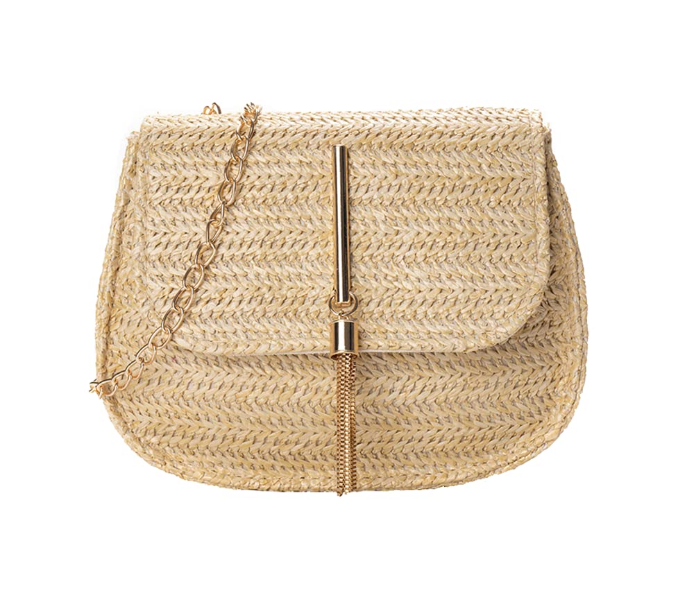 123Arts Women's Straw Woven Handbag - Summer Crossbody Shoulder Bag for Beach, Travel & Casual Outings