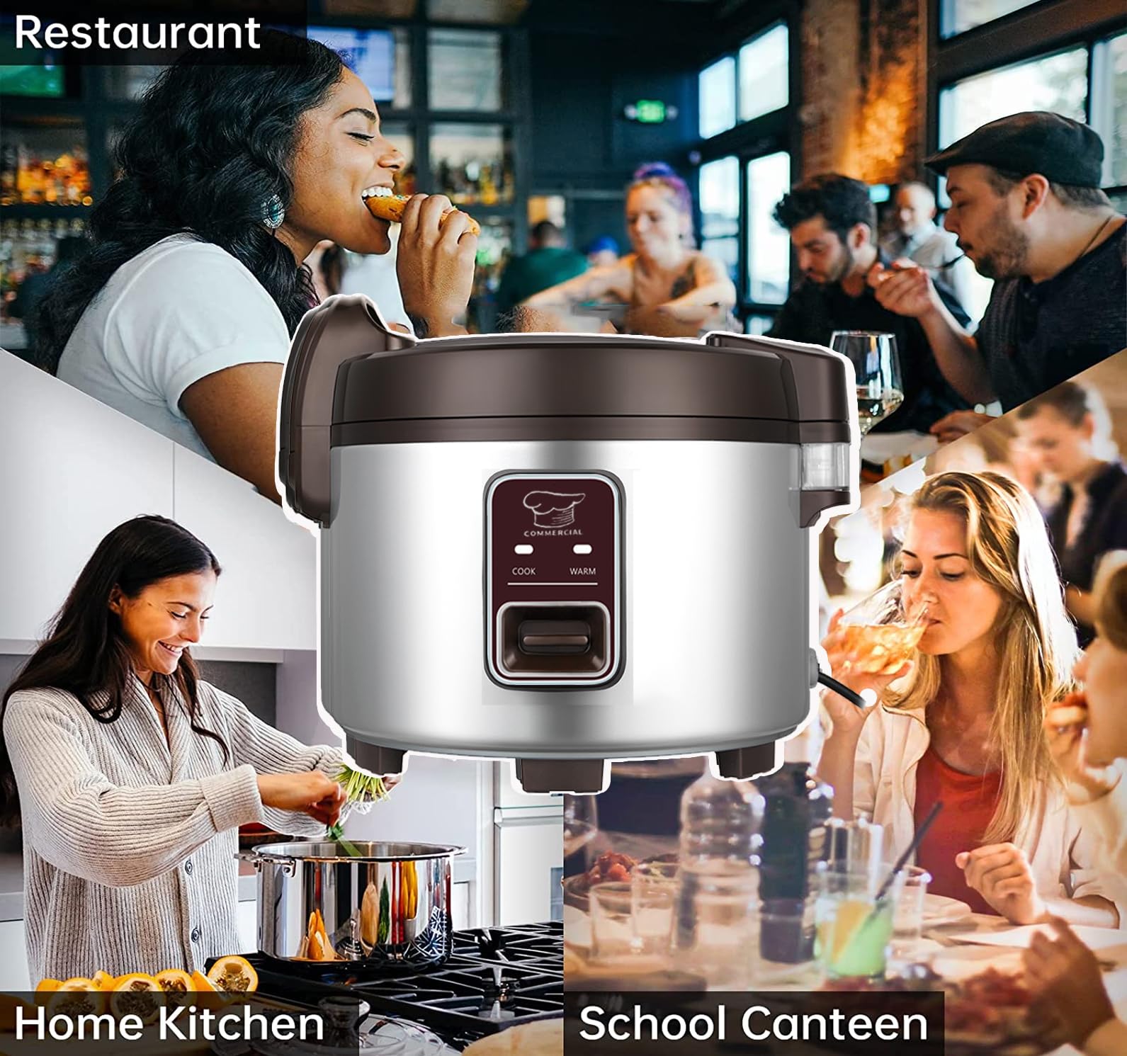 13.8 QT Large Commercial Rice Cooker - 65 Cups Cooked, 32 Cups Uncooked - Electric Rice Warmer for 18-28 People with One-Touch Operation - Perfect for Restaurants, Catering & Large Family Gatherings