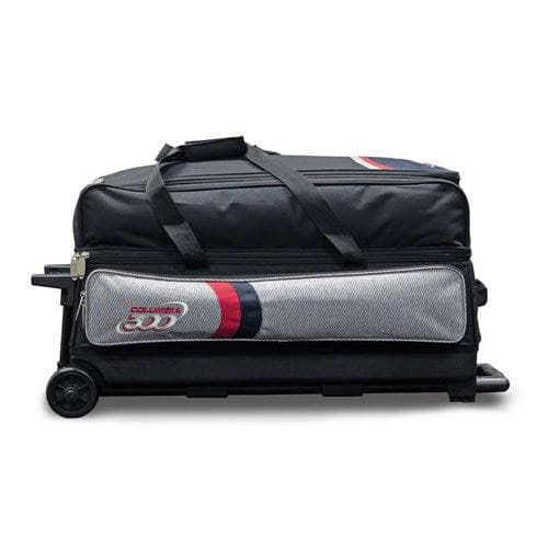 Columbia 300 Boss Triple Roller Grey Red Bowling Bag - Durable 3-Ball Rolling Bowling Bag for League & Tournament Players - Perfect for Travel & Storage
