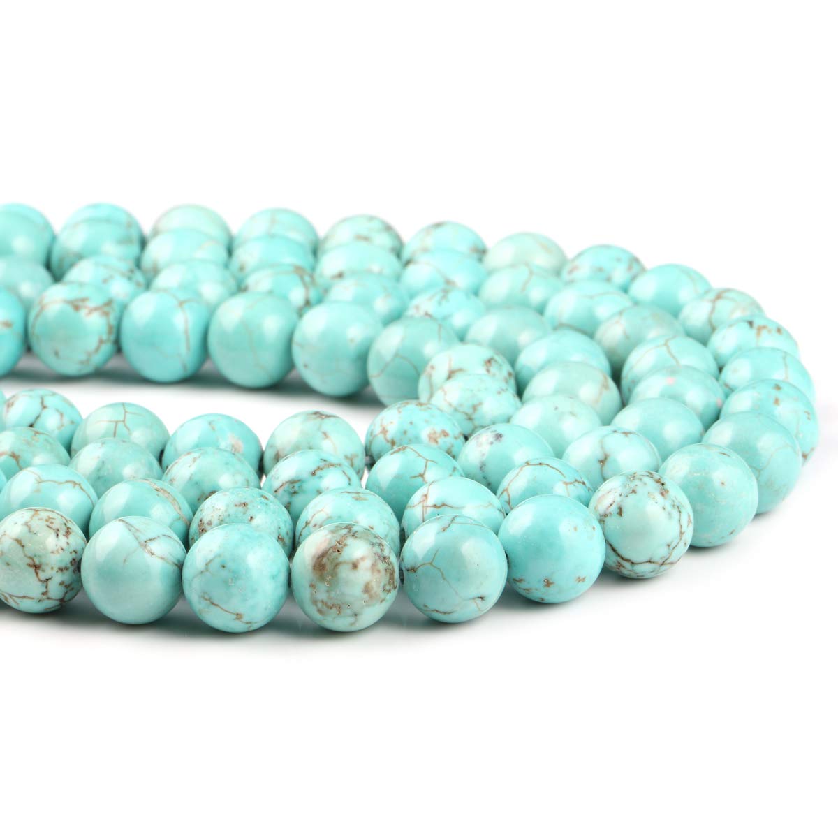 10mm Natural Blue Turquoise Stone Beads - Round Loose Beads for Jewelry Making DIY (1 Strand, 15