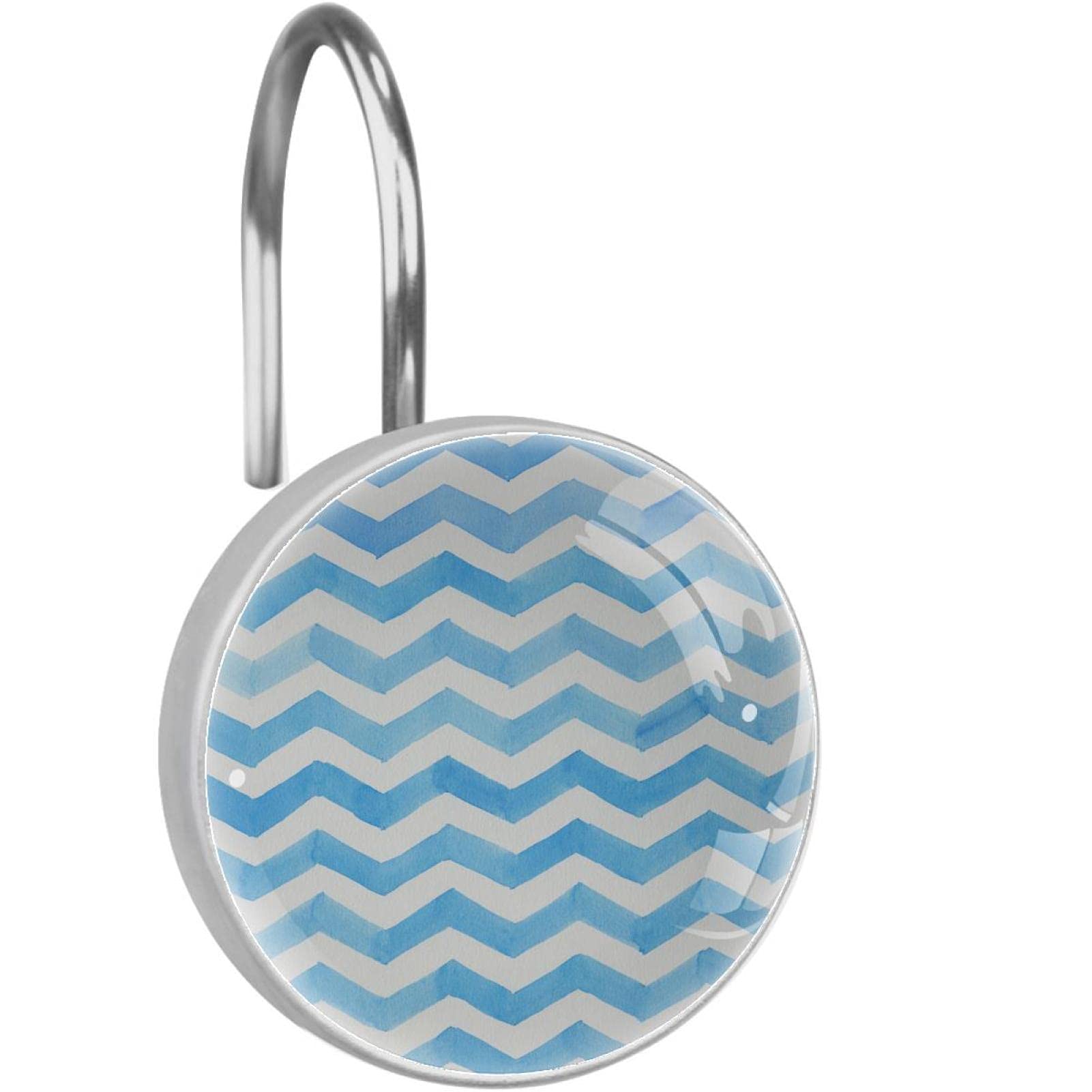 Decorative Hooks Set of 12 - Wall Mounted Coat Hooks, Towel Hooks & Shower Curtain Hooks with Abstract Wave Zigzag Pattern - Perfect for Bathroom, Bedroom, Kitchen & Entryway Organization