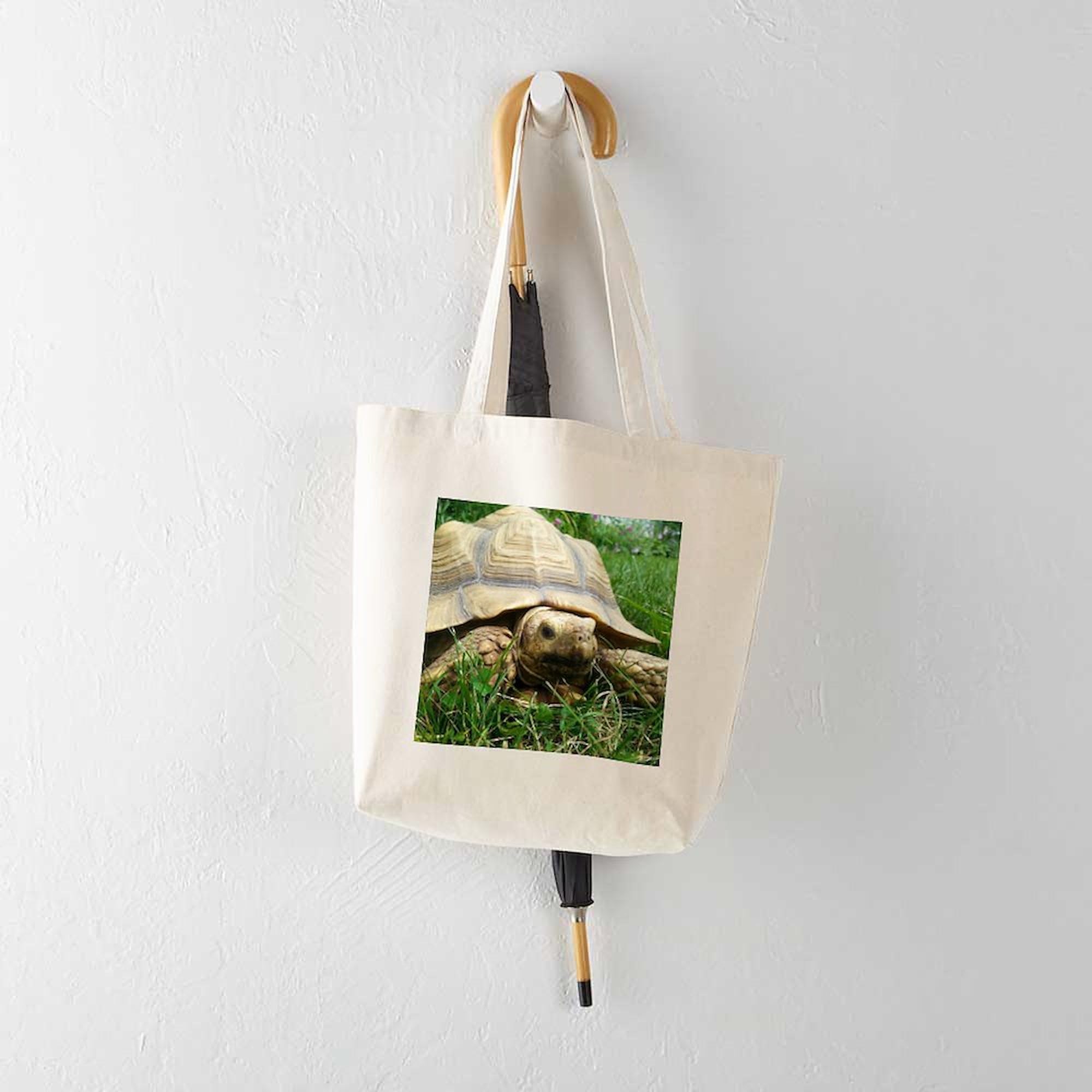 Sulcata Tortoise Canvas Tote Bag - Eco-Friendly Reusable Shopping Bag for Groceries, Beach & Daily Use | Durable Natural Cotton Tote