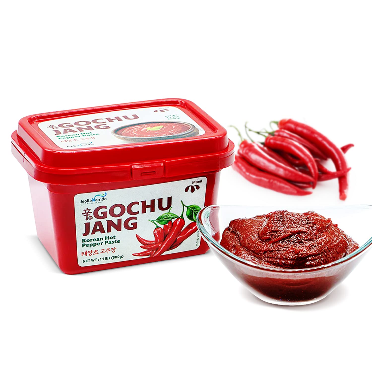 Spicy Korean Gochujang Hot Pepper Paste - Traditional Fermented Red Chili Sauce for Bibimbap, Tteokbokki & BBQ Marinades - Authentic Korean Cooking Ingredient 500g (17.6oz) - Perfect for Asian Dishes, Dipping Sauces & Meal Prep