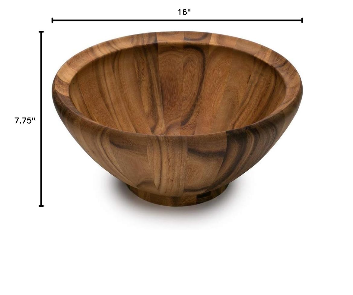 Ironwood Gourmet Salinas Extra Large Acacia Wood Fruit and Salad Bowl - Perfect for Entertaining, Serving Fresh Fruits, Salads, and Party Snacks