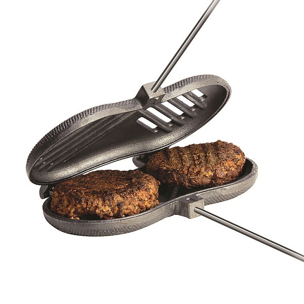 Rome Industries 1525 Cast Iron Double Burger Press & Patty Maker - Perfect for Grilling, BBQ, and Stovetop Cooking