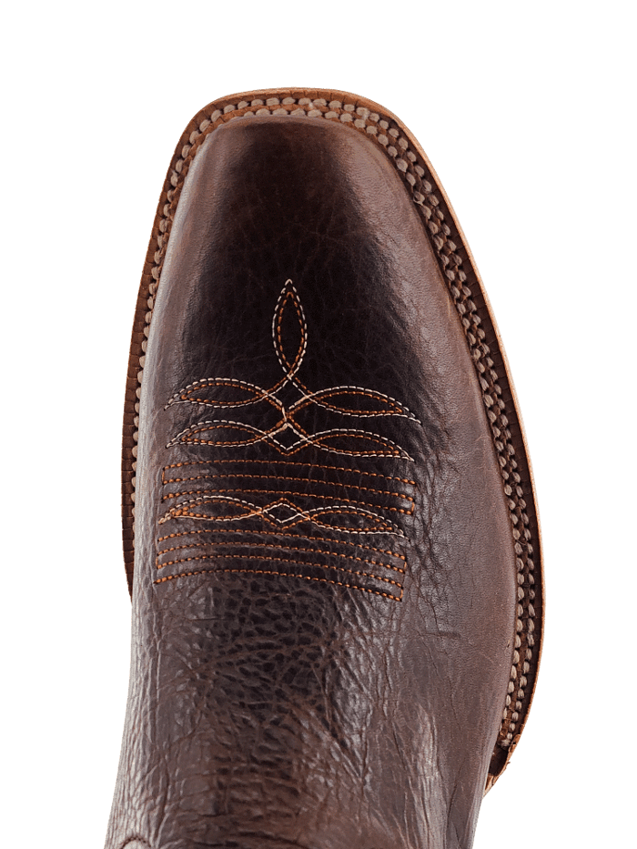 R.Watson RW8023 Men's Medium Square Western Boots - Genuine Cowhide Leather, Hickory Brown - Perfect for Rodeo, Country Dancing & Western Fashion