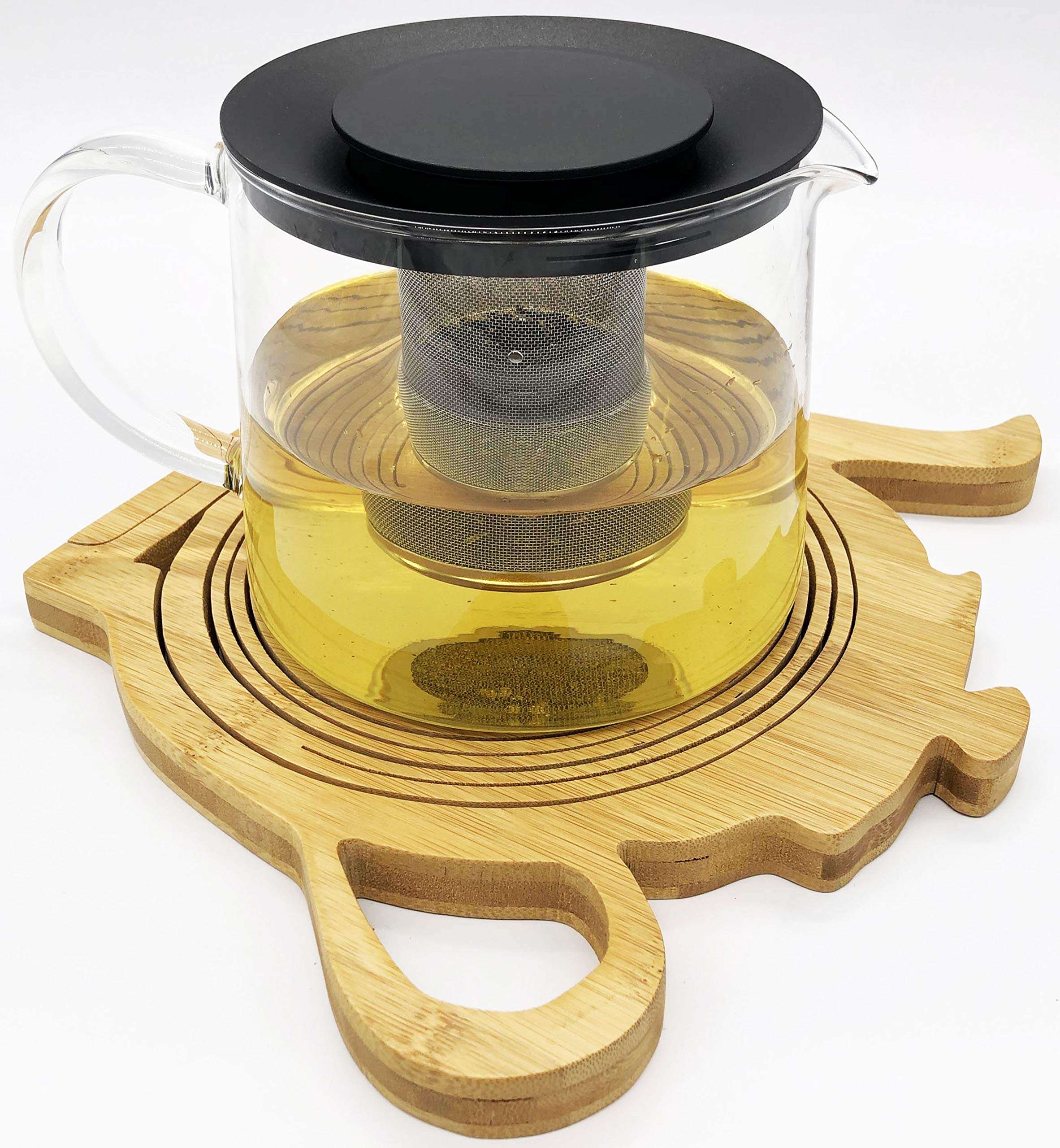 Premium Bamboo Tea Pot Design Fruit Basket - Multipurpose Bowl & Trivet for Kitchen, Dining, and Home Decor | Eco-Friendly Serving Tray for Fruits, Snacks, and Hot Dishes