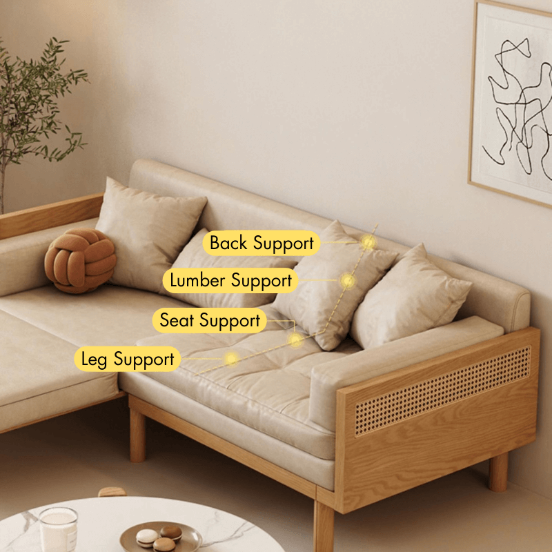 Leather & Wooden Upholstered Convertible Sofa Bed - Full Size Sleeper Sofa with Smoky Finish | Perfect for Small Apartments, Guest Rooms & Home Offices