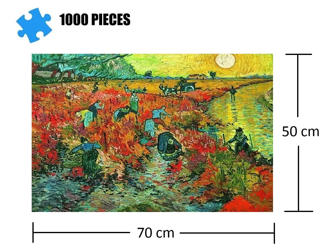 1000 Piece Large Jigsaw Puzzle - Van Gogh's The Red Vineyard - Premium Adult & Teen Puzzle (19.69x27.56 Inches) - Famous Art Collection for Home Decor, Relaxation & Family Game Night
