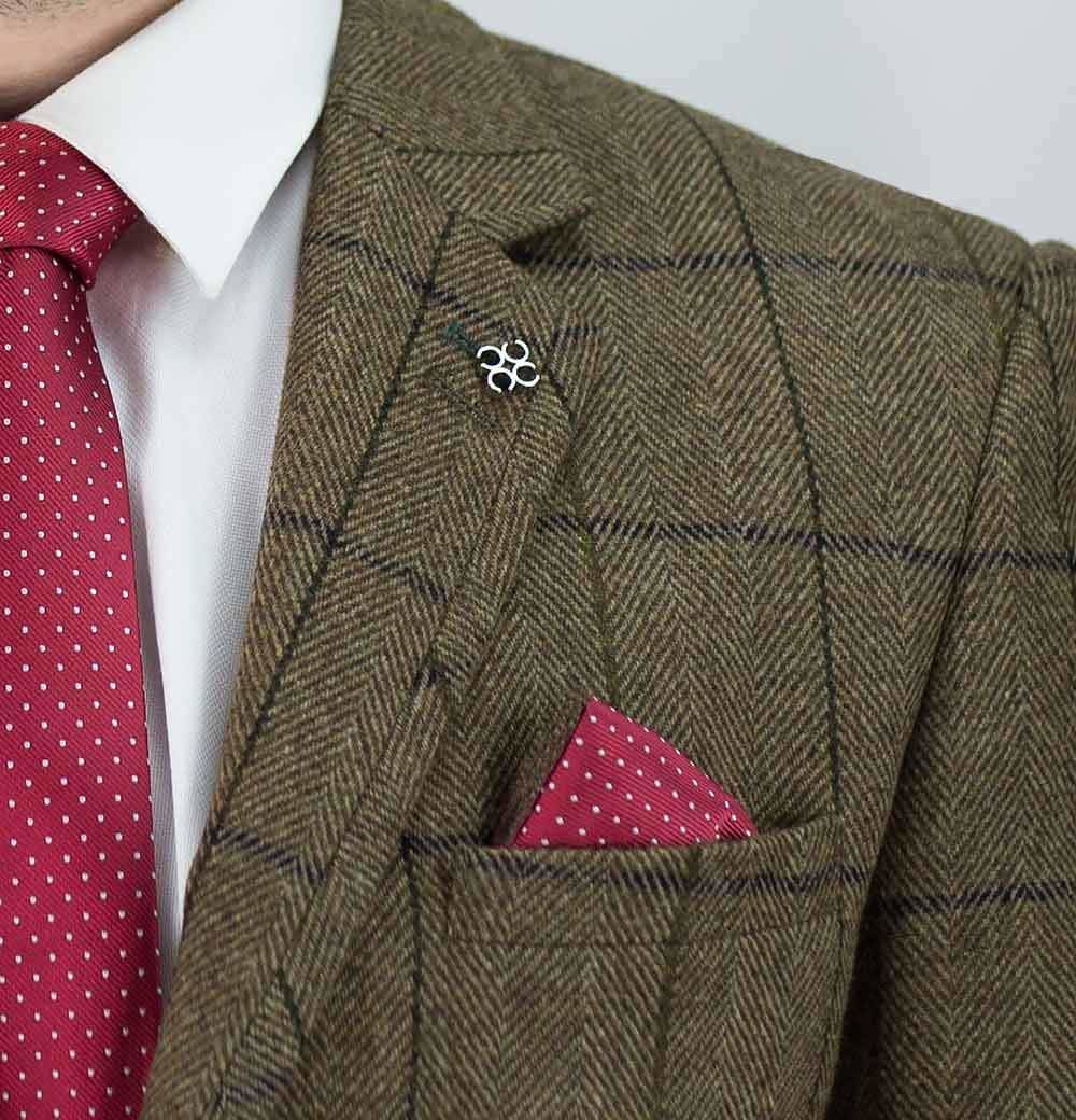 Cavani Sergio Brown Men's Slim Fit Tweed Style Jacket - Classic Vintage Blazer for Business, Office & Formal Occasions