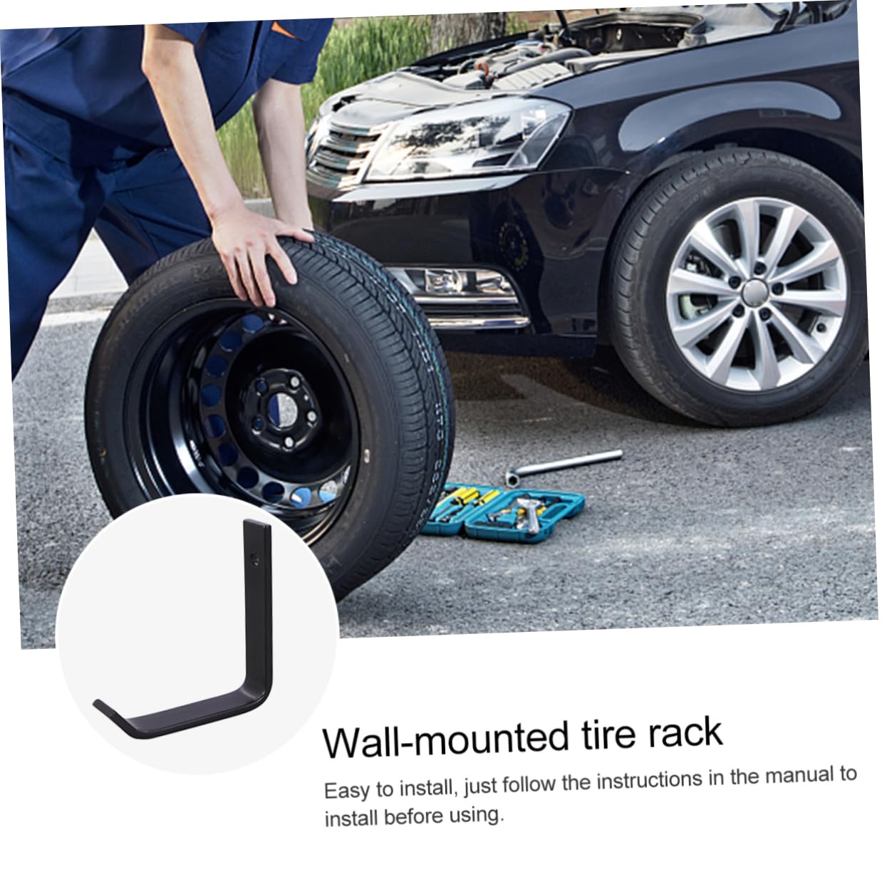 Mikinona 24-Piece Wall Mounted Tire Rack - Heavy Duty & Lightweight Storage Organizer for Car Tires, Yard Tools, Garage Equipment - Perfect for Garage, Basement & Workshop Organization