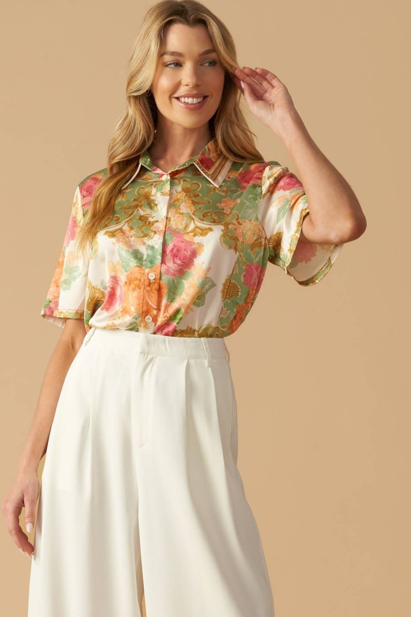 ALL EYES ON ME WOVEN TOP Women's Fashion Blouse - Trendy Casual & Party Wear for Date Nights & Social Events