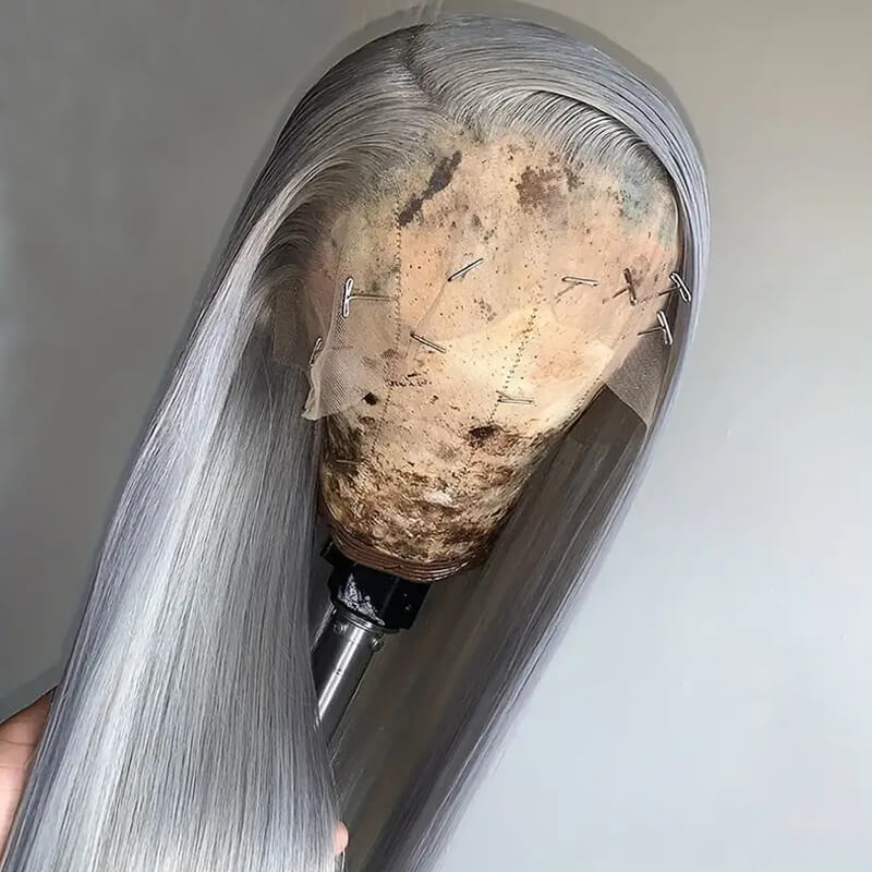 Eullair #613 Blonde Lavender Purple Pink Grey Straight Human Hair Wig with 13x4 Transparent Lace Frontal for Women | Perfect for Cosplay, Daily Wear & Special Occasions