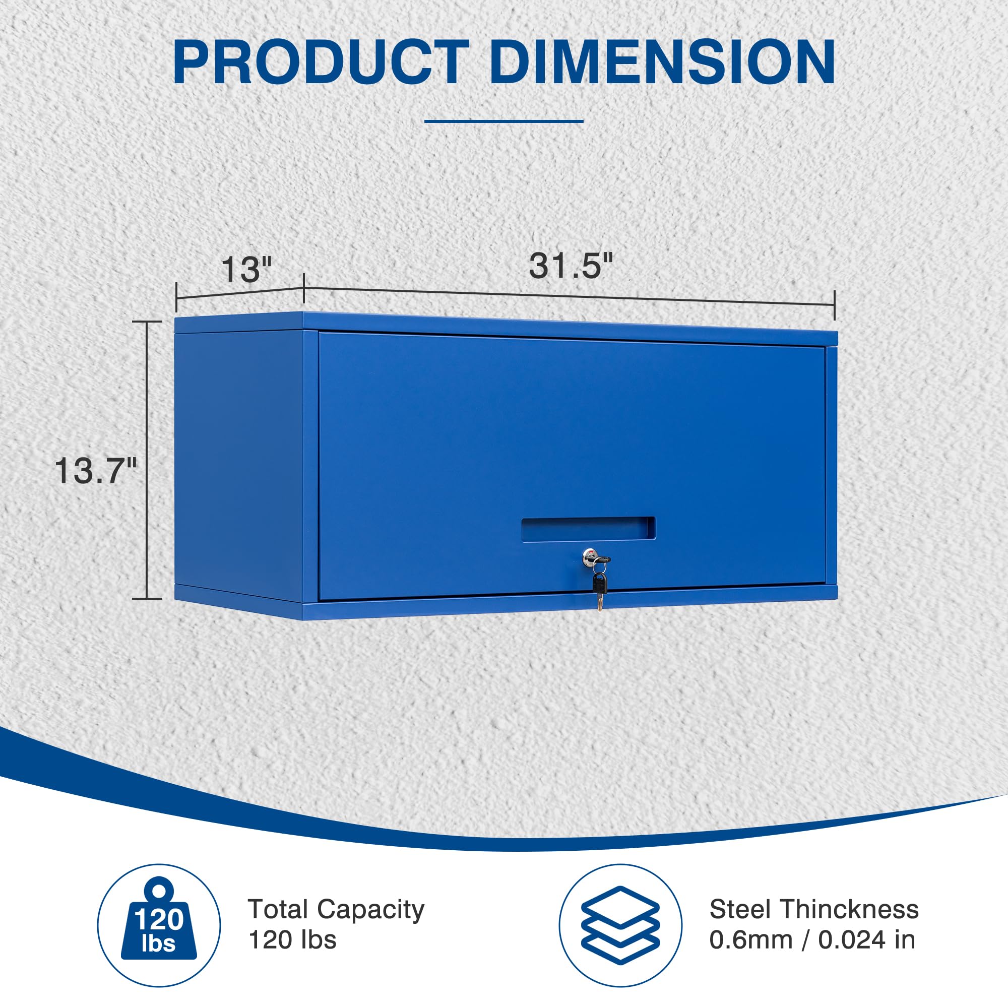 Heavy Duty Metal Storage Cabinet with Locking Door - Wall Mounted Garage Cabinet for Home, Office & Warehouse Organization - Perfect for Tools, Supplies & Equipment Storage
