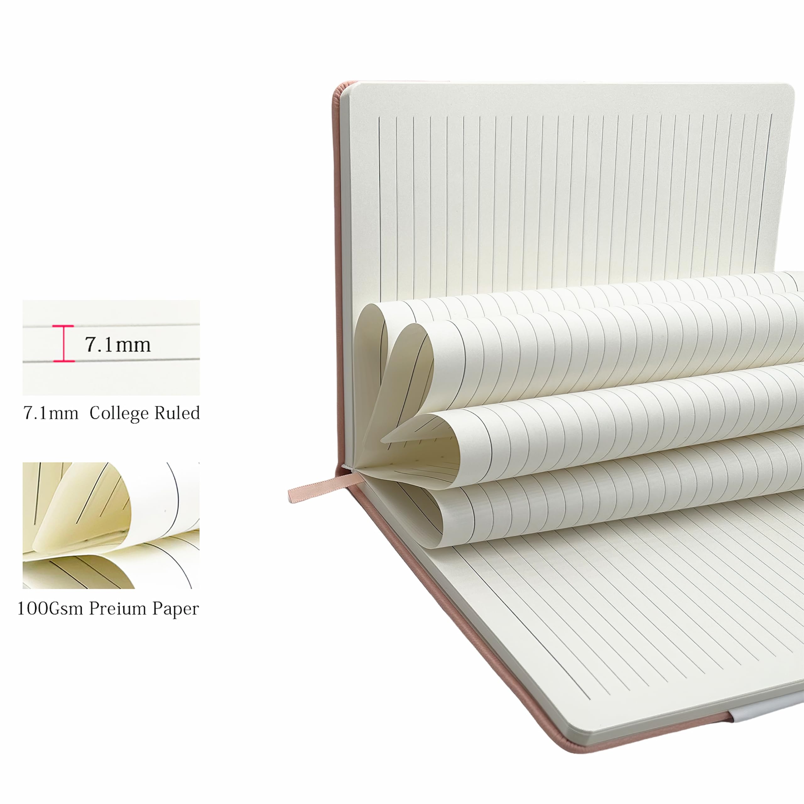Premium Hardcover Journal Notebook - 192 Pages A5 Lined College Ruled Paper - Writing Notebook for Women, Work & School - 100GSM Thick Paper - 5.7