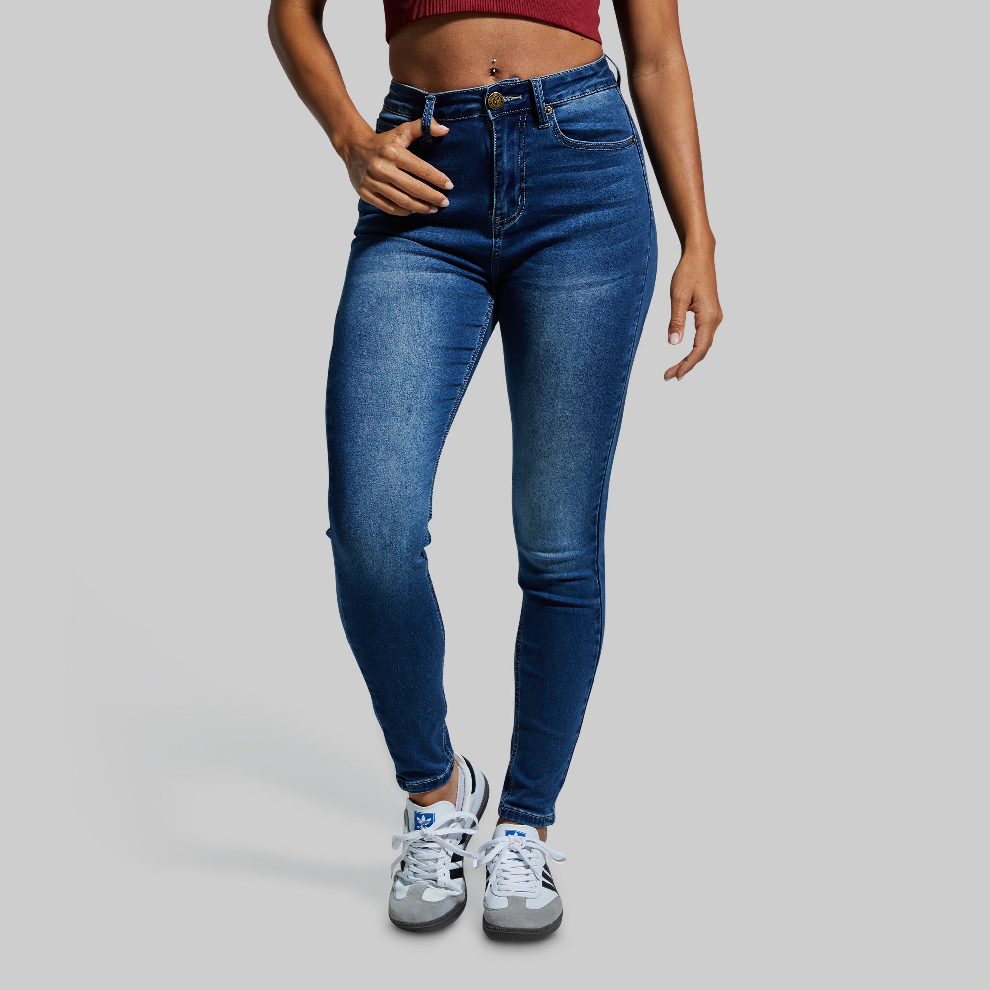 FLEX Stretchy High Rise Skinny Jeans for Women - Dark Wash Denim Pants, Comfortable Slim Fit Tummy Control Jeans for Work, Date Night & Everyday Wear