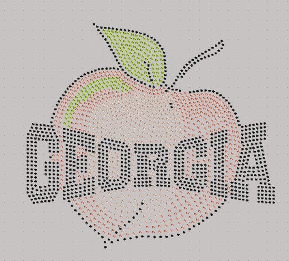 My Georgia Peach Rhinestone Iron-On Transfer - DIY Rhinestone Decal for T-Shirts, Hats & Bags - Perfect for Southern Belle, Cheerleader & Dance Costume Designs