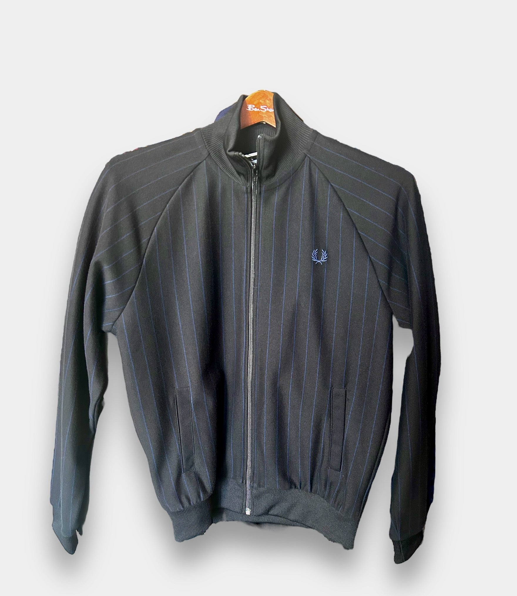 Fred Perry Black Pinstripe Track Jacket - Stylish Men's & Women's Casual Outerwear for Running, Gym, and Everyday Wear