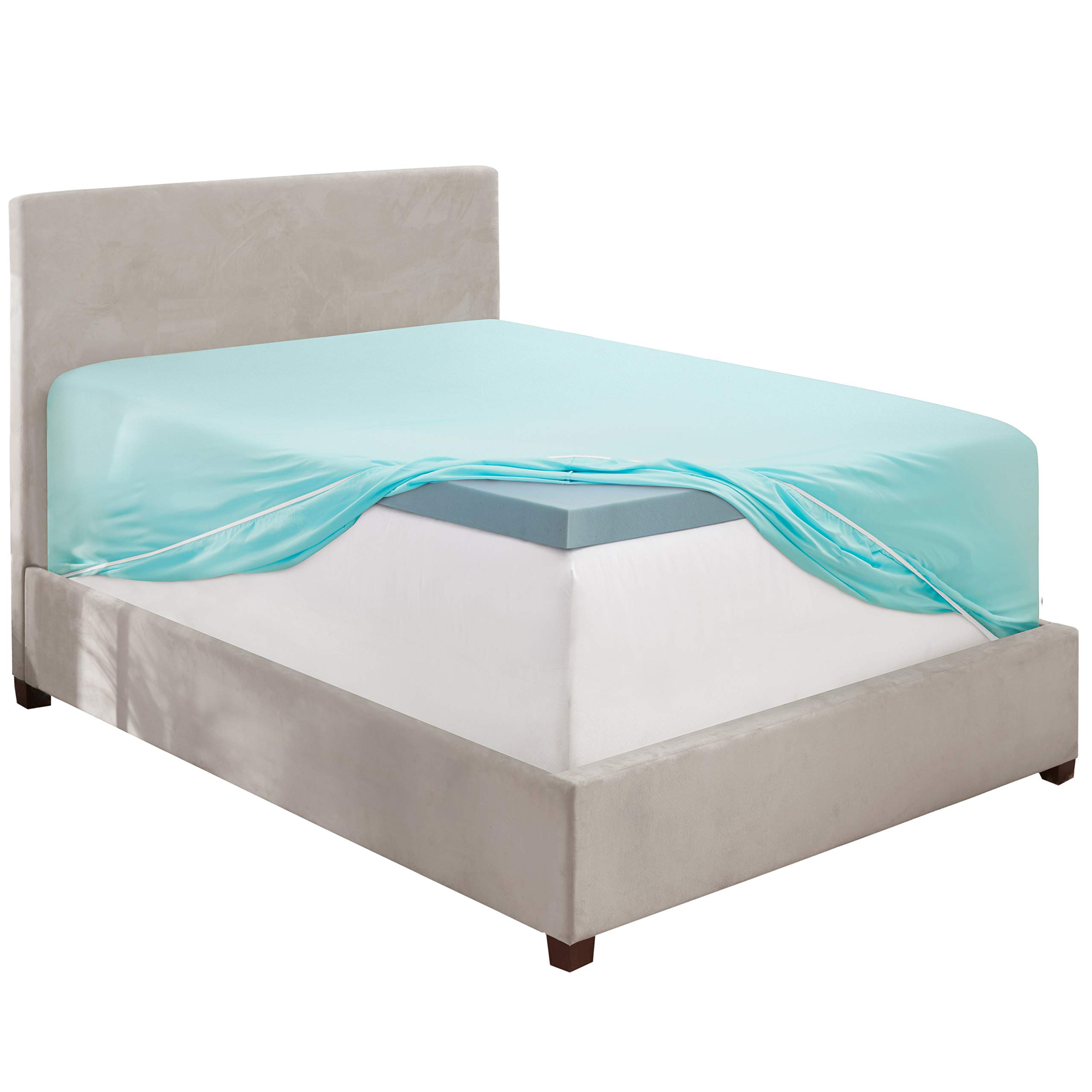 Clara Clark Extra Deep Pocket Fitted Sheet - Luxury Soft Twin XL Sheet for Deep Mattress (Aqua Light Blue) | Perfect for Guest Rooms, Dorms & Adjustable Beds