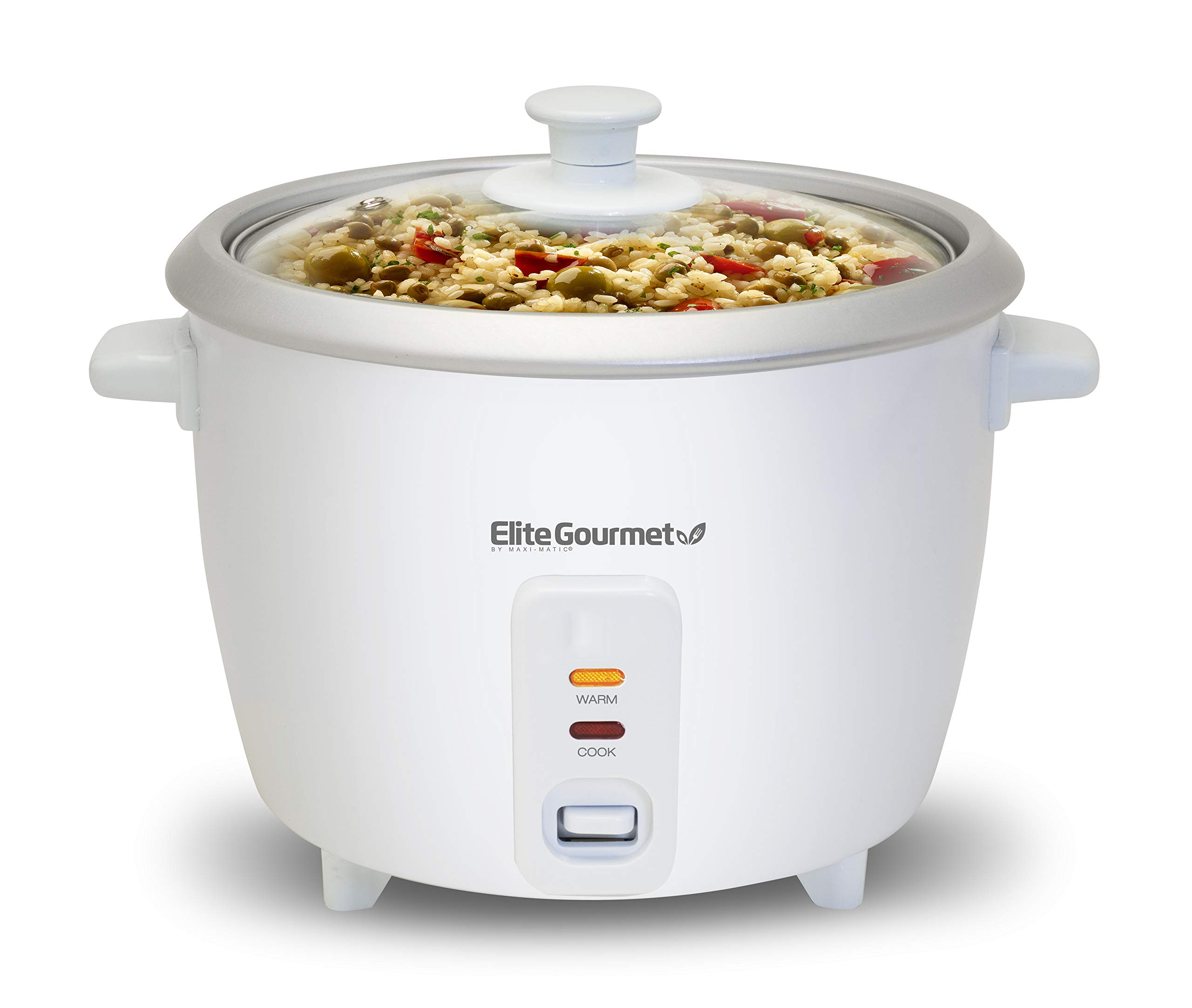 Elite Gourmet ERC-003 6-Cup Electric Rice Cooker with Automatic Keep Warm - Perfect for Cooking Rice, Soups, Stews, Grains & Hot Cereals - Ideal for Small Families, Dorms & Office Kitchens (White)