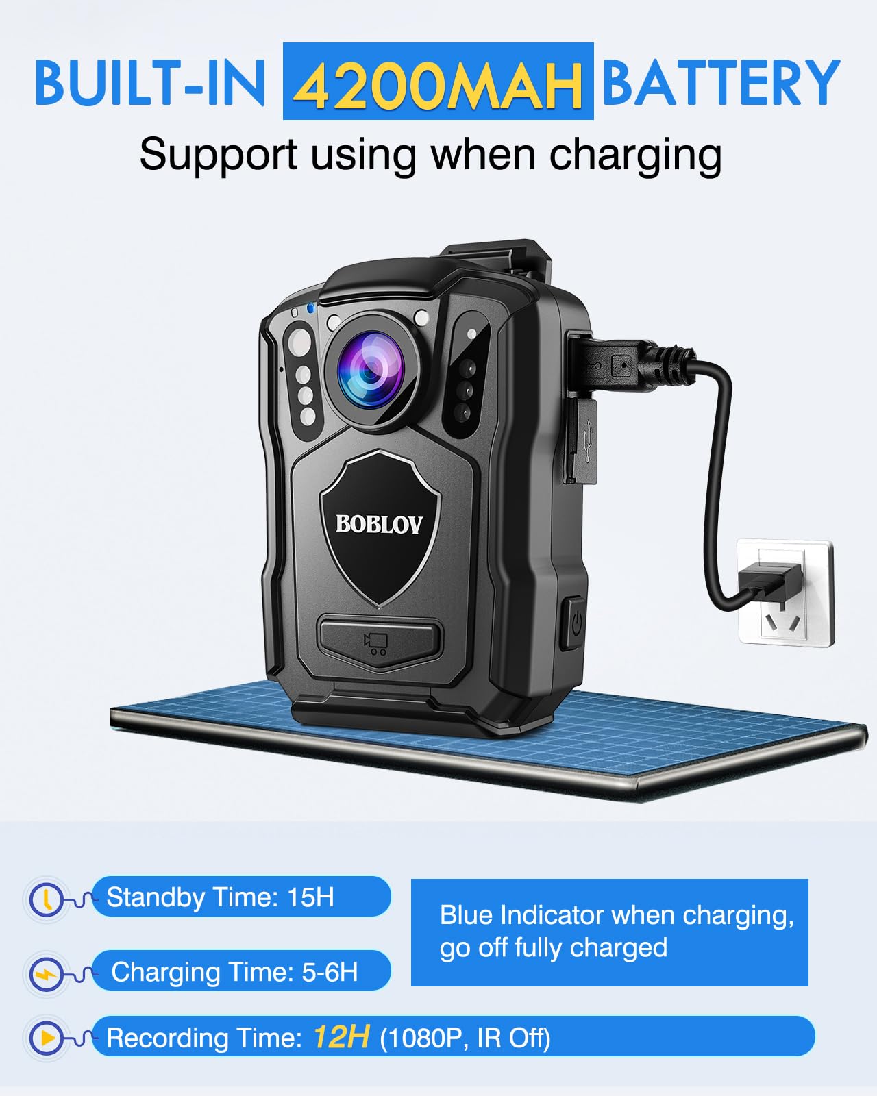 BOBLOV M5 Police Body Camera 256GB, 4200mAh Battery for 12 Hours Continuous 1080p/1440P HD Recording, IP67 Waterproof, 170° Wide Angle - Ideal for Law Enforcement, Security Guards & Outdoor Activities