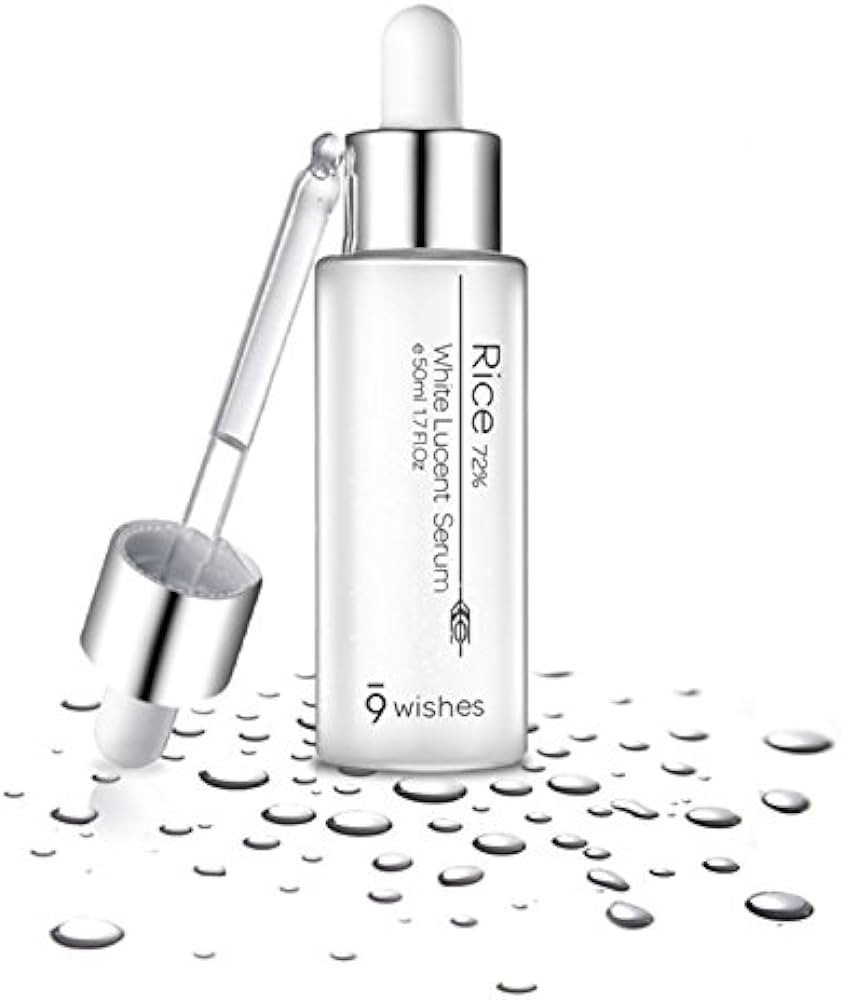 9wishes Rice 72% White Lucent Serum 50ml - Brightening & Hydrating Facial Serum for Glowing Skin | Perfect for Daily Skincare Routine & Nighttime Treatment