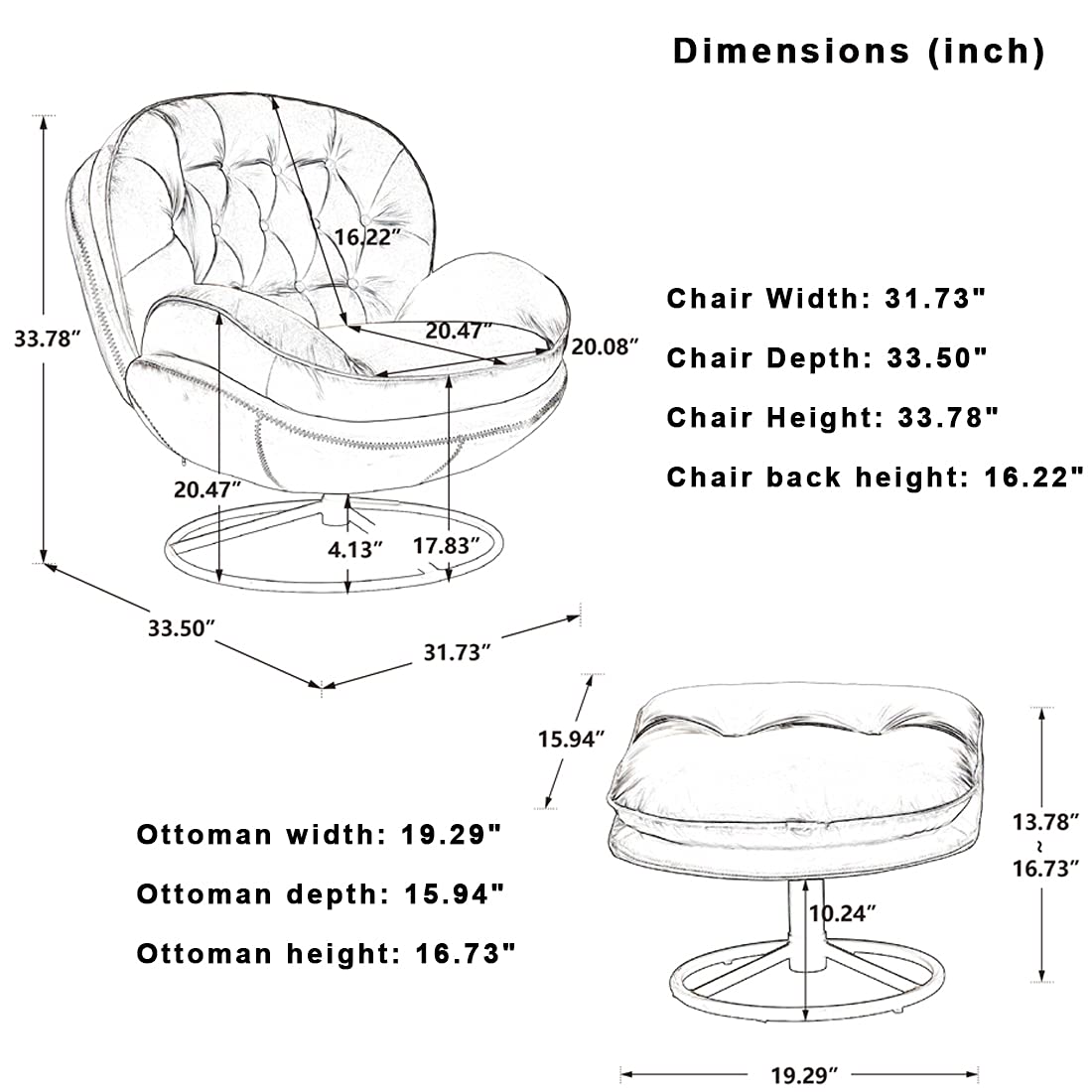 Baysitone Velvet Swivel Accent Chair with Ottoman Set - Modern 360° Rotating Lounge Chair with Footrest, Comfortable Armchair for Living Room, Bedroom, Home Office & Reading Nook - Perfect for Relaxing, Entertaining & Small Space Decor (Red)