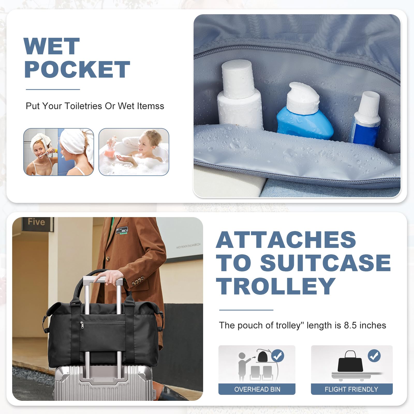 Best Travel Duffel Bag for Women - Lightweight Sports Tote Gym Bag & Shoulder Weekender Overnight Bag - Perfect for Workouts, Weekend Getaways and Business Trips