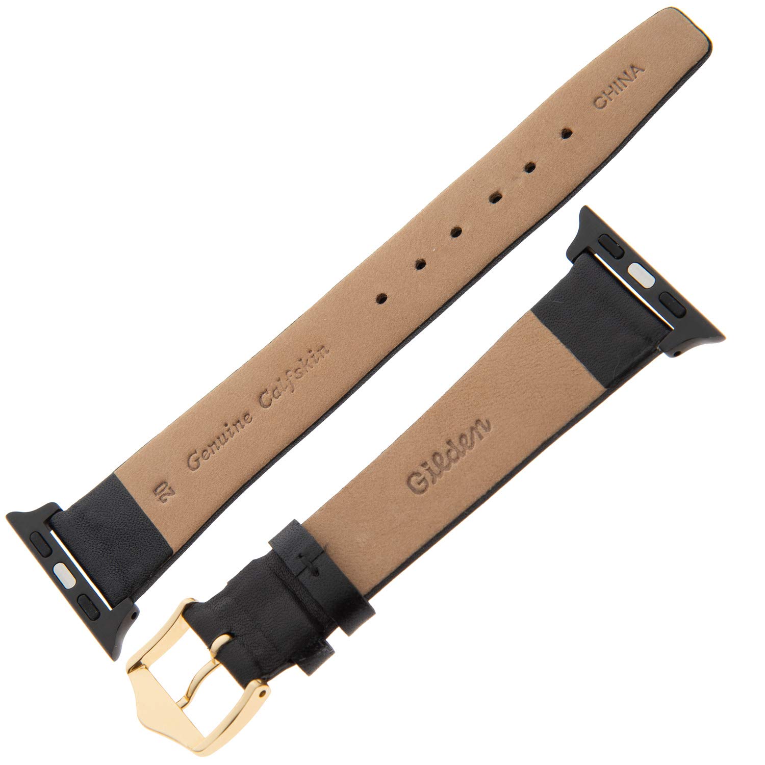 Gilden Classic Calfskin Leather Apple Watch Band F60-SMART - Premium Replacement Strap for Apple Watch Series 1/2/3/4/5/6/7/SE - Perfect for Business, Casual & Formal Occasions