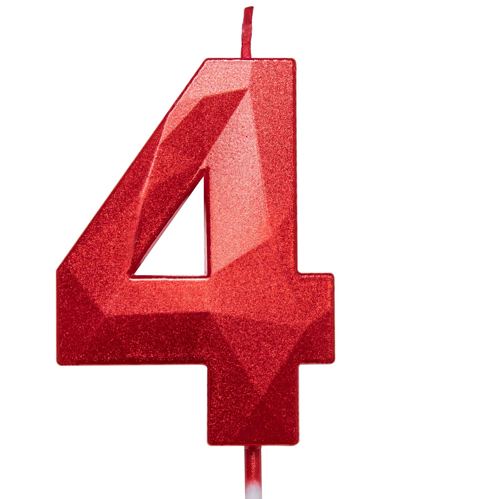 2.75 Inch Tall 3D Diamond Shaped Bright Red Number 4 Cake Topper - Happy Birthday Candles for Adults & Kids Party Decorations - Perfect for Birthday Cakes, Cupcakes, and Family Baking Celebrations