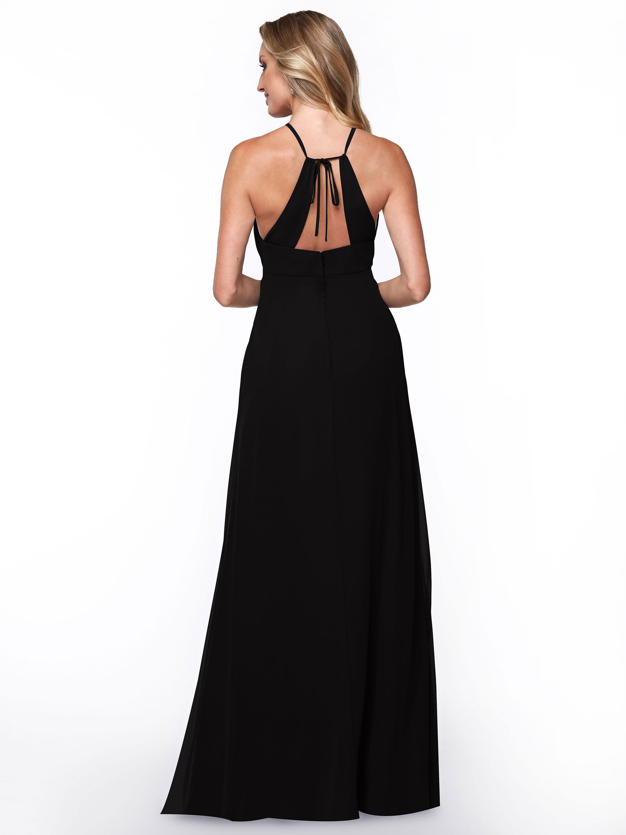 Elegant A-Line Chiffon Bridesmaid Dress with Keyhole Halter Neckline - Perfect for Weddings, Formal Events & Special Occasions