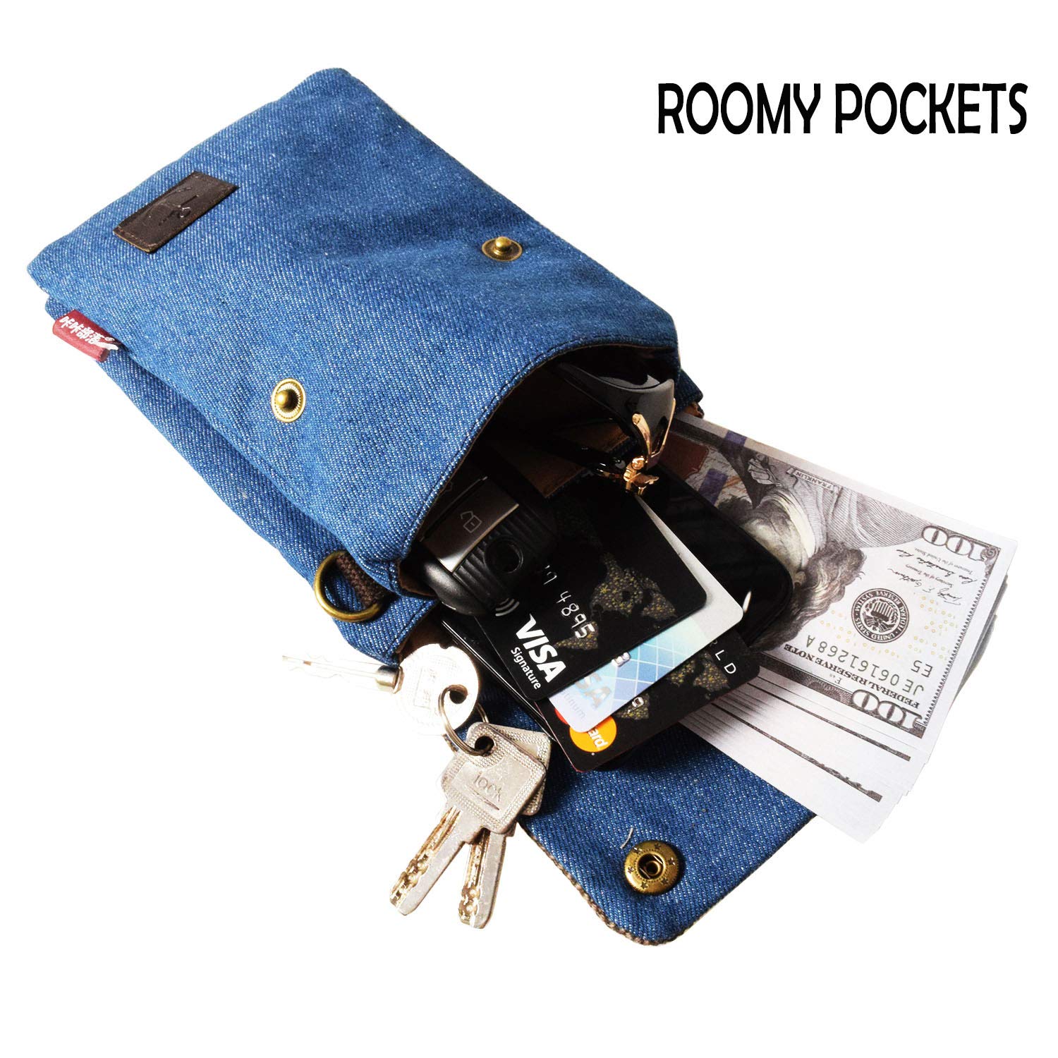 WITERY Small Canvas Crossbody Phone Purse Wallet - Handmade Adjustable Shoulder Strap Cute Cell Phone Bag for Women | Perfect for Travel, Shopping & Everyday Use