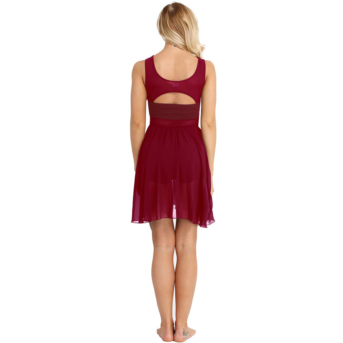 EasyForever Women's Lyrical Dance Costume - Elegant Skirted Leotard with Chiffon High-Low Ballet Dress for Contemporary & Modern Dance Performances