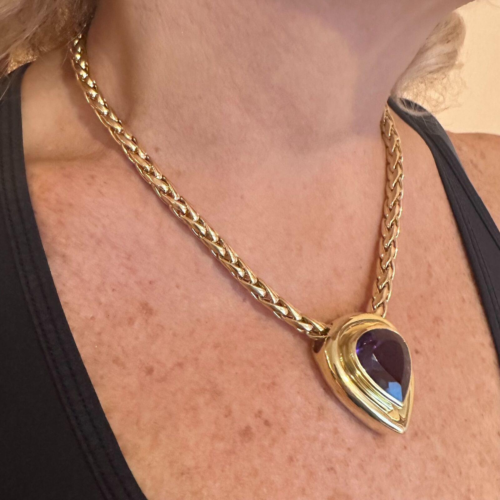 Authentic Tiffany & Co Paloma Picasso 18k Gold Large Amethyst Pendant Necklace for Women - Elegant Jewelry Gift for Anniversary, Valentine's Day & Special Occasions