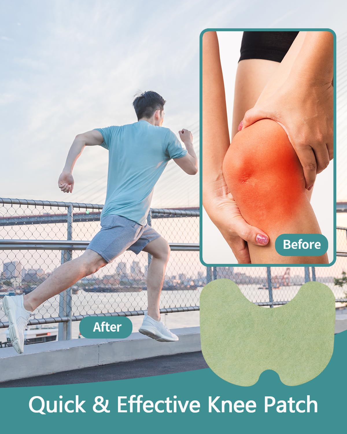 60Pcs Herbal Warming Knee Patches - Long Lasting 12-Hour Heat Therapy for Knee, Back, Neck & Shoulder Pain Relief - Natural Self-Heating Plaster for Joint & Bone Support - Perfect for Arthritis, Sports Recovery & Daily Comfort
