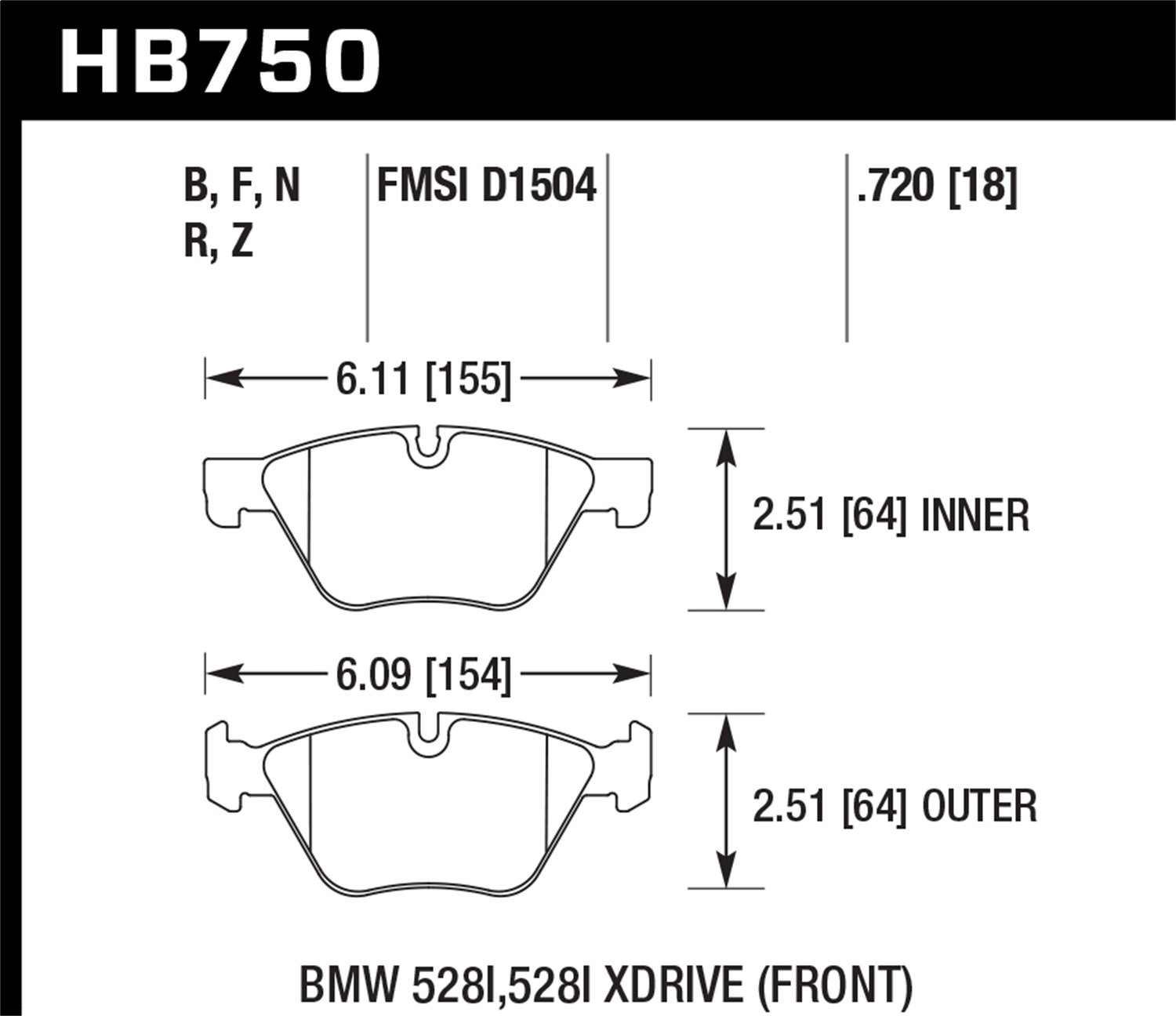 HB750B.720 HPS 5.0 High Performance Street Brake Pads - Premium Ceramic Brake Pads for Smooth Stopping Power - Perfect for Daily Commuting & Performance Driving