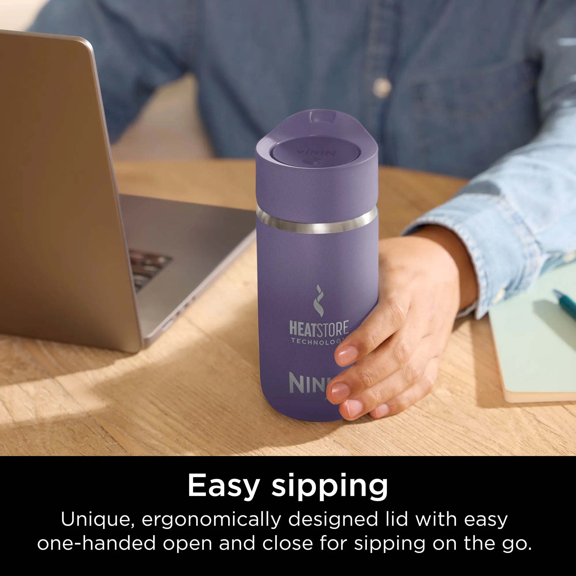Ninja Sip Perfect 354ml Insulated Stainless Steel Water Bottle - Leak Proof, BPA Free, Keeps Drinks Hot/Cold for 24 Hours - Ideal for Gym, Hiking, Office & Travel