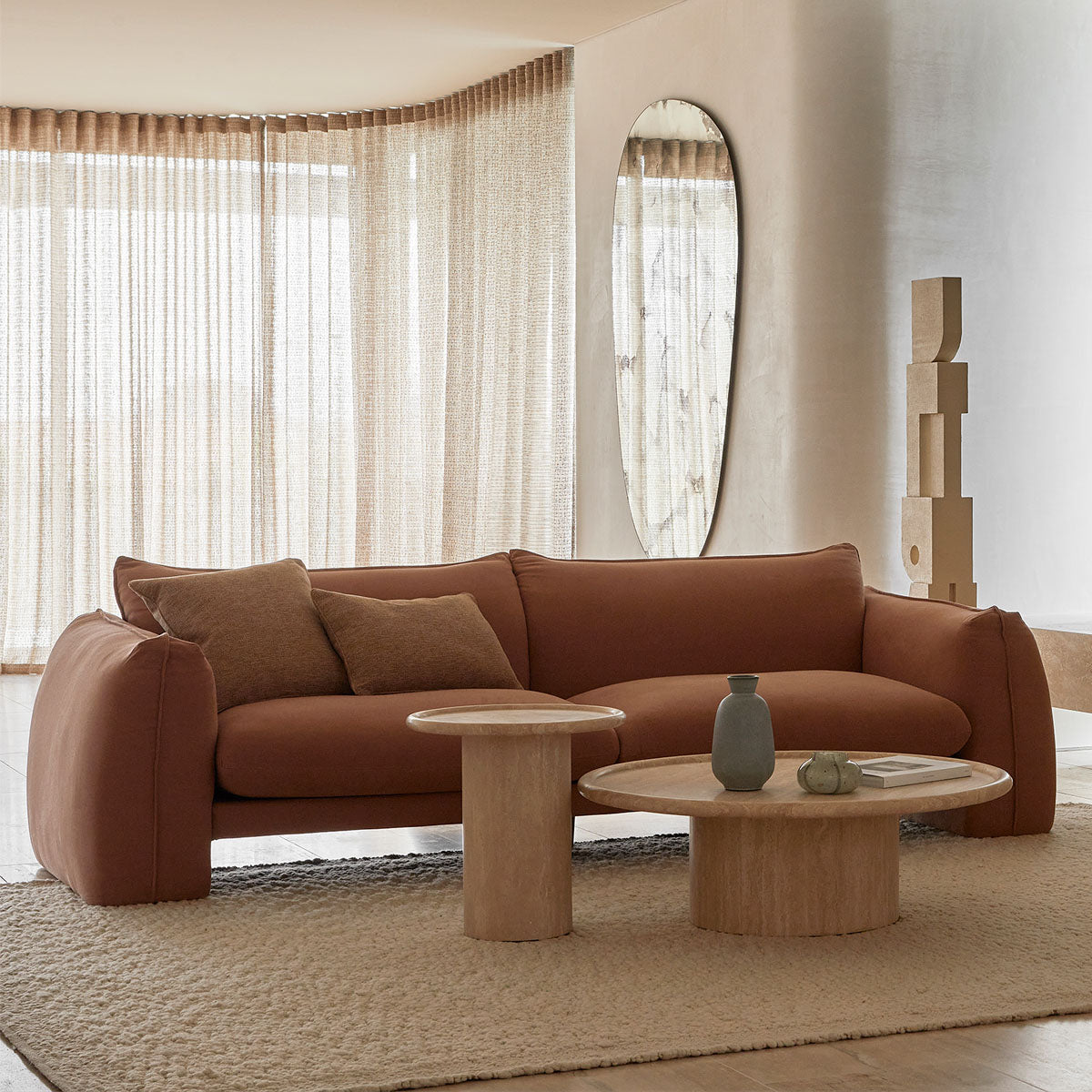 Hugo Monte 3-Seater Sofa - Modern Fabric Couch for Living Room, Lounge & Office - Comfortable Sectional Sofa with Soft Cushions