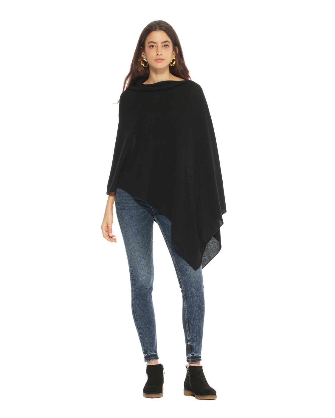 Luxury Women's Pure Cashmere Poncho - Soft & Warm Winter Wrap Shawl - Elegant Cyan Blue for Fall & Winter Fashion, Travel & Outdoor Activities