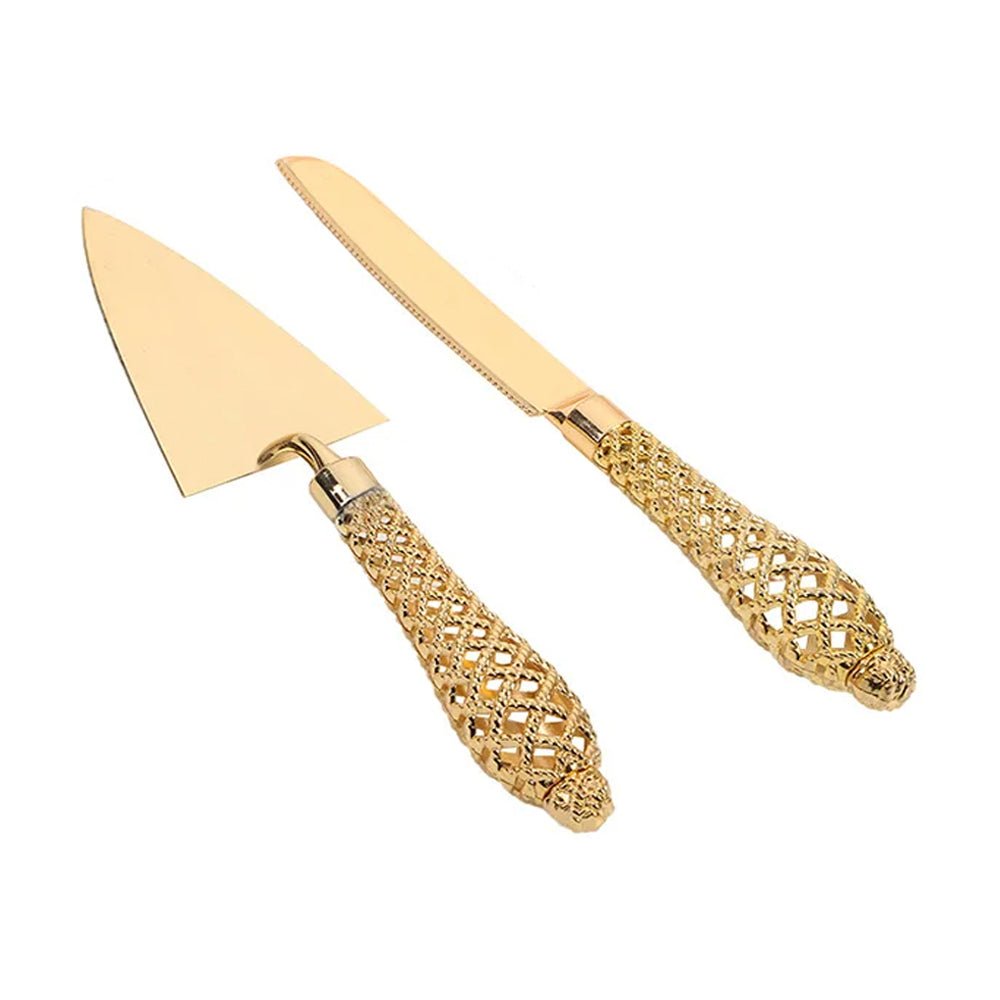 Royal Gold Pie & Cake Server Set of 2 - Elegant Stainless Steel Dessert Serving Utensils for Weddings, Parties & Holiday Gatherings