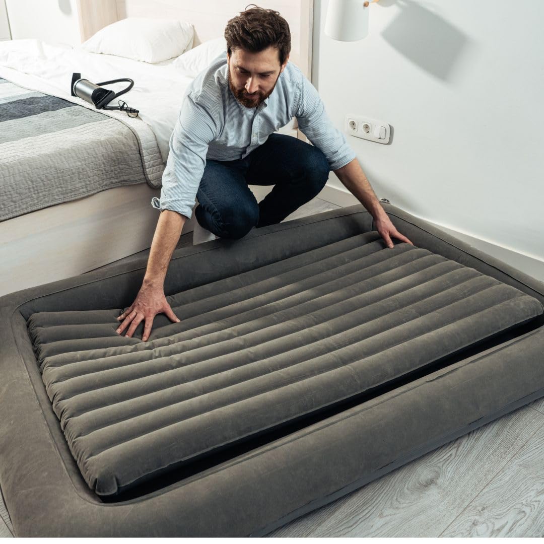 HUGBINO Toddler Air Mattress - Kids Inflatable Bed with Safety Sides, Portable Travel Cot for Camping & Sleepovers | Includes Electric Pump | Perfect for Home, Travel & Daycare Use