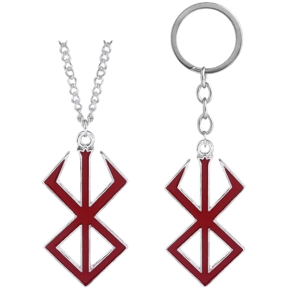 Berserk Manga Sacrifice Logo Blood Red Pendant Necklace Keychain - Perfect for Anime Fans, Cosplay, and Gift Giving