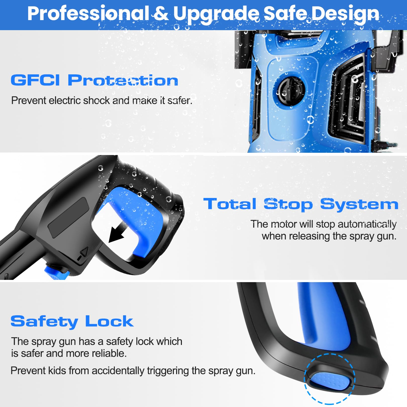4800 PSI 4.0 GPM Electric Pressure Washer with 33ft Hose, 4 Nozzles & Foam Cannon - Powerful Electric Power Washer for Home, Cars, Driveway, Patio Cleaning (Upgraded Light Blue) | Ideal for Deep Cleaning Vehicles, Outdoor Furniture & Concrete Surfaces