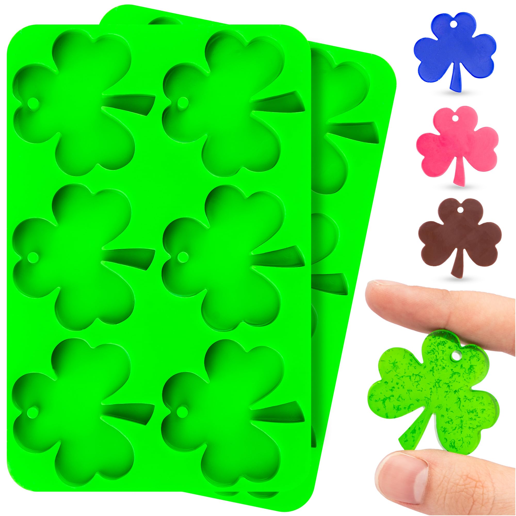 Premium Shamrock Silicone Mold 2-Pack - BPA-Free 6-Cavity Clover Baking Mold for St. Patrick's Day Treats, Chocolate, Candy & Resin Crafts | Perfect for Cupcake Toppers, DIY Earrings & Party Decor | Kitchen & Crafting Essential