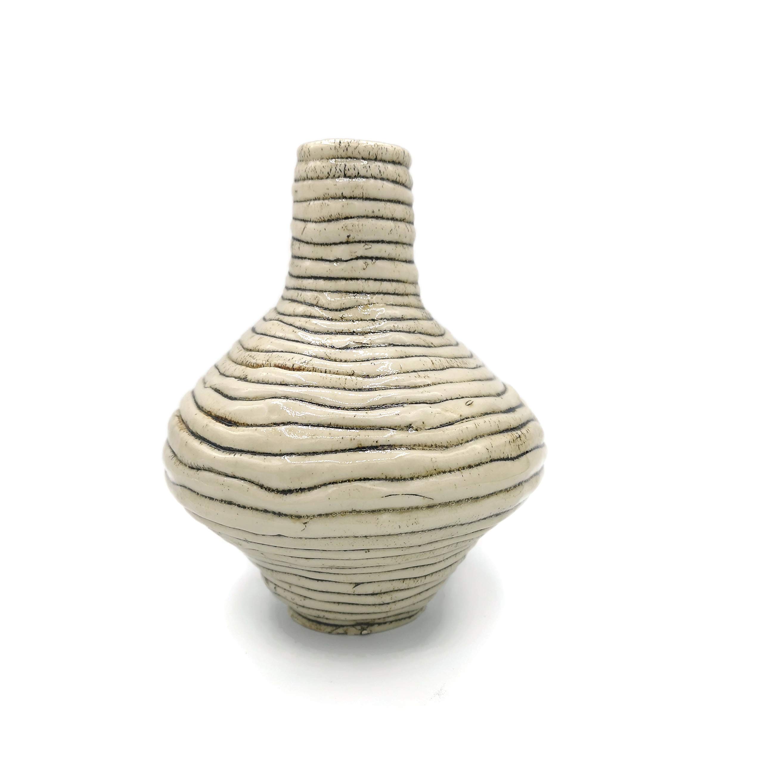 Handmade Rustic Ceramic Vase - Irregular Stoneware Textured Sculpture Art for Home Decor | Farmhouse, Boho & Modern Interior Design | Perfect for Living Room, Dining Table & Wedding Centerpieces