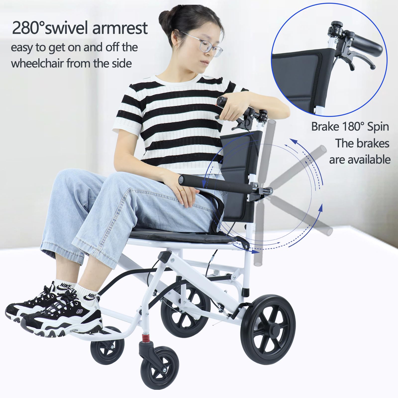 Ultralight Folding Transport Wheelchair for Adults & Elderly - 11