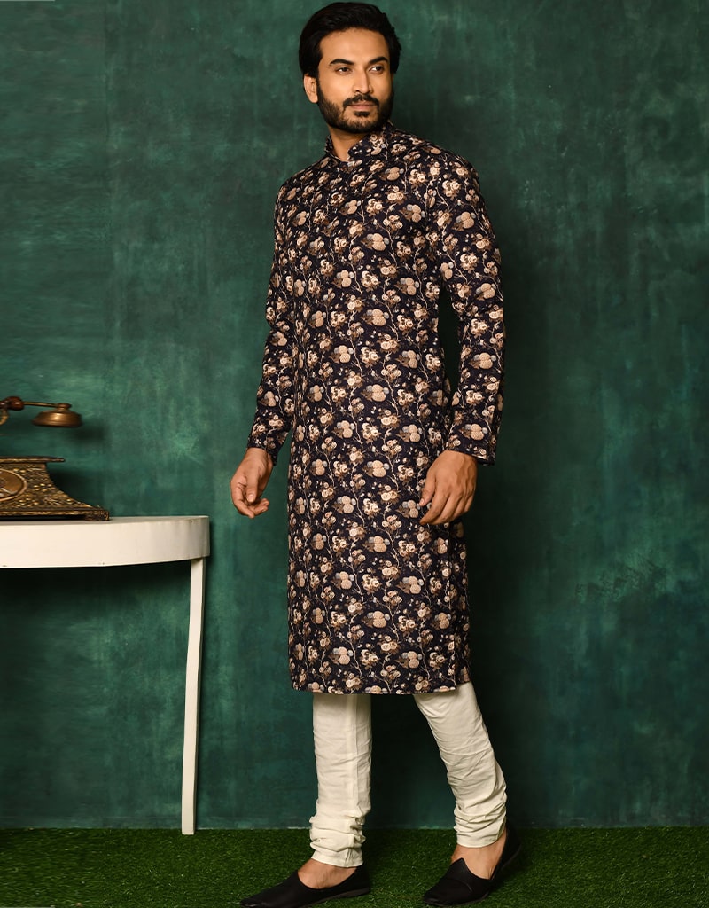 Stylish Black Cotton Kurta Pajama Set for Men - Comfortable Traditional Indian Outfit for Festivals, Weddings & Casual Wear