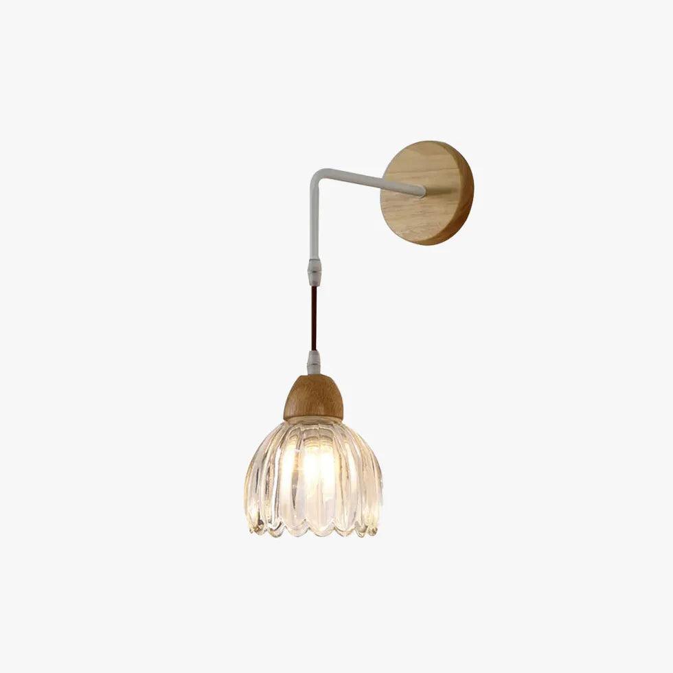 Vintage Wall Lamp with Glass Shade and Wooden Base - Perfect for Living Room, Bedroom, or Office Decor