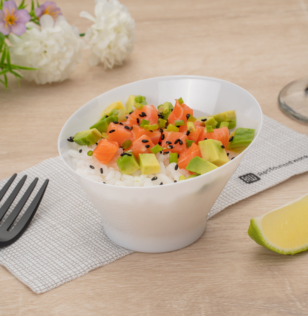 5 oz Round White Plastic Small Incline Bowl - 3.75